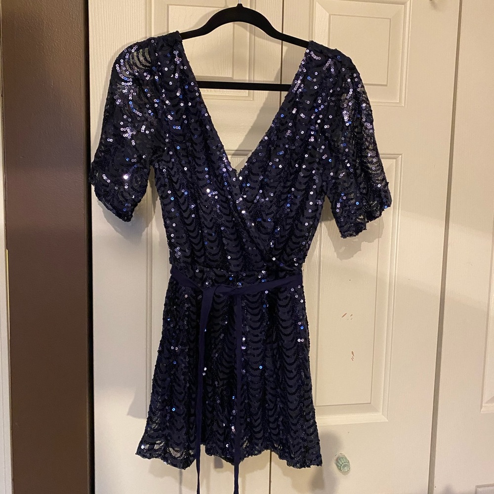 Navy Blue Sequin Romper
